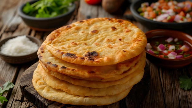 Delicious Golden Fried Cheese Arepas Served with Fresh Salad