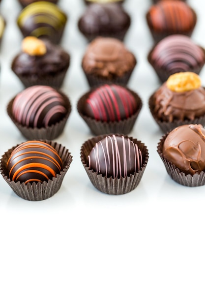 Delicious gourmet chocolate truffles hand made by professional chocolatier.