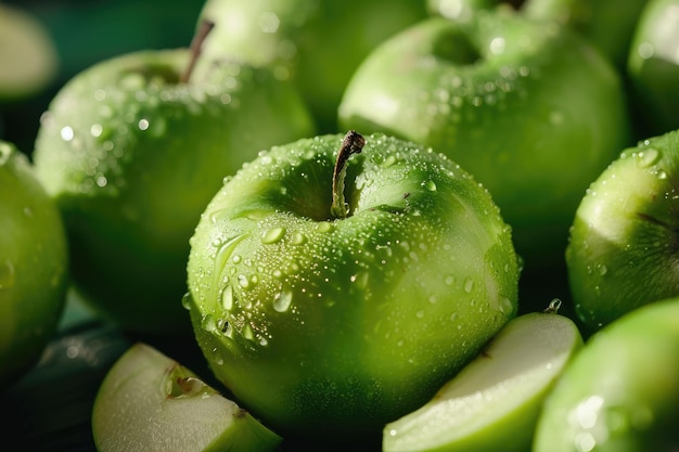 Photo delicious green apples isolated on white background