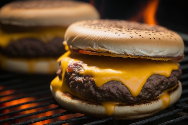 A delicious grilled beef patty topped with melted cheese Generated by AI