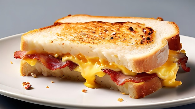 Photo delicious grilled cheese bacon and egg sandwich