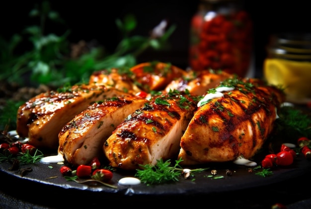 Delicious grilled chicken fillet generative ai