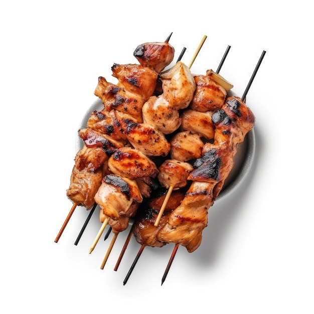 Delicious Grilled Chicken Skewers on a White Plate