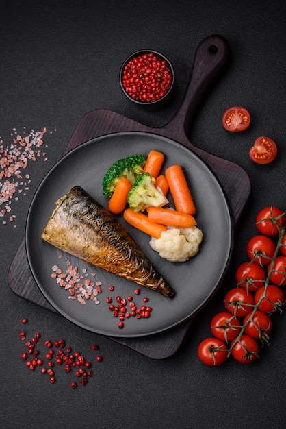 Delicious grilled ocean mackerel with salt spices and herbs