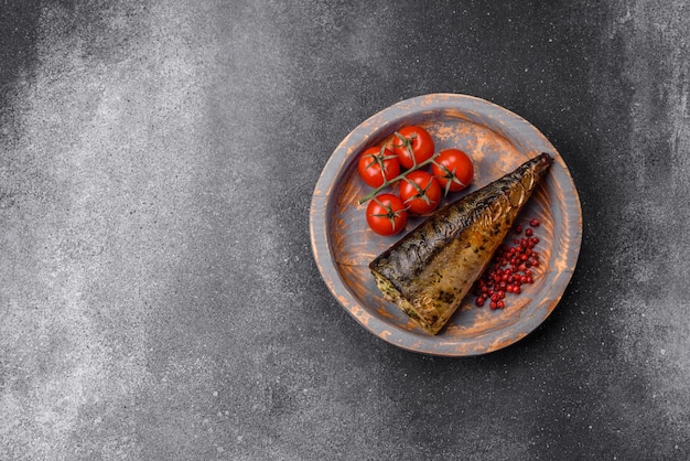 Delicious grilled ocean mackerel with salt spices and herbs