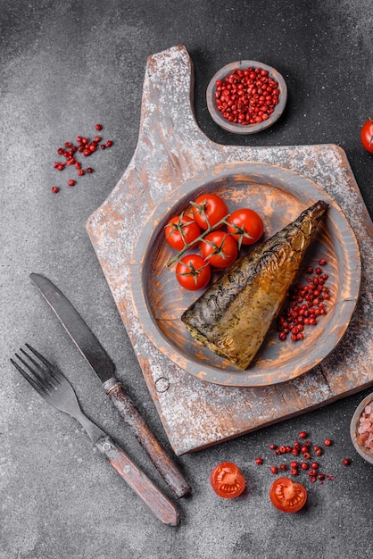 Delicious grilled ocean mackerel with salt spices and herbs