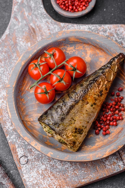 Delicious grilled ocean mackerel with salt spices and herbs