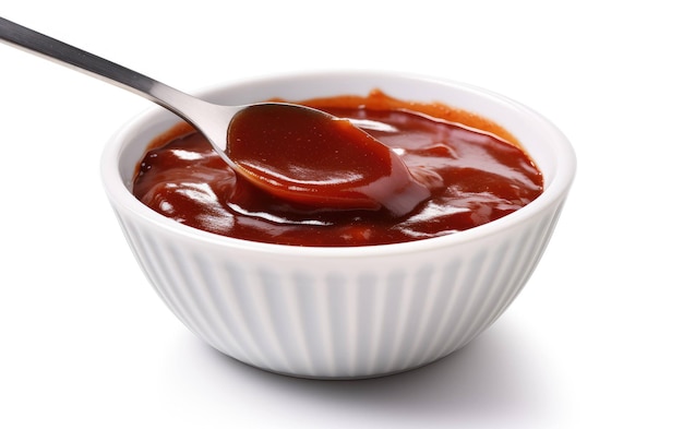 Photo delicious grilling sauce for meats on white background