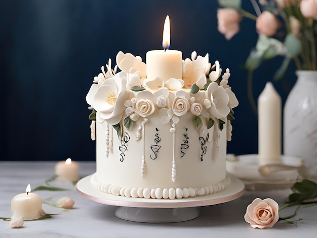 Delicious Happy birthday cake with candels