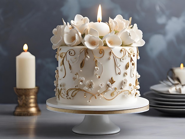 Delicious Happy birthday cake with candels