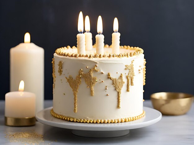 Delicious Happy birthday cake with candels