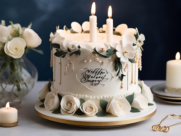 Delicious Happy birthday cake with candels