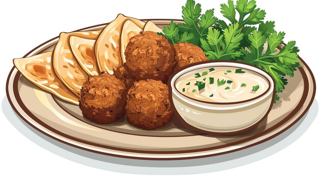 Photo a delicious and healthy plate of falafel with pita bread and tahini sauce