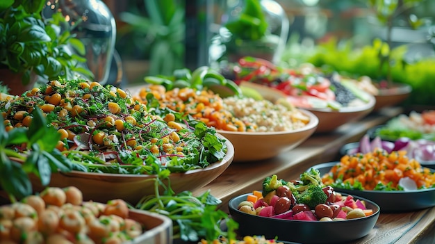 Photo a delicious and healthy salad bar