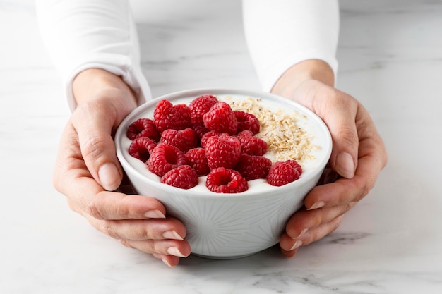 Delicious healthy snack with various fruit