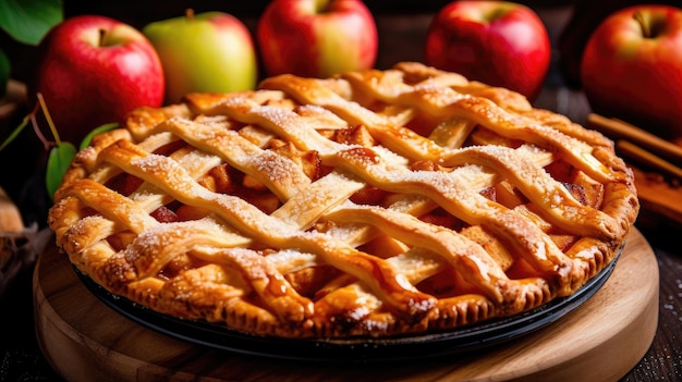 Delicious homemade apple pie with a flaky crust and ci _74xjpg