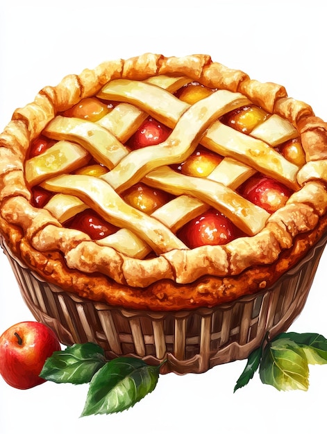 Photo a delicious homemade apple pie with a lattice crust