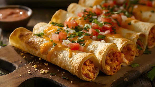 Delicious Homemade Chicken Enchiladas with Melted Cheese and Fresh Toppings