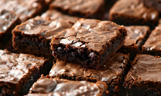 Photo delicious homemade chocolate brownies cut into squares