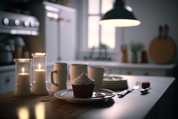 Delicious homemade cupcakes on a rustic table