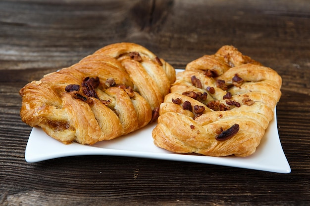 Delicious homemade pastry on a white plate