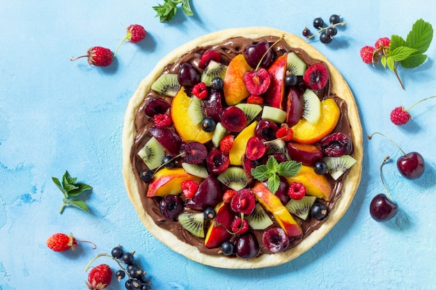 Delicious homemade summer fruit berry pizza