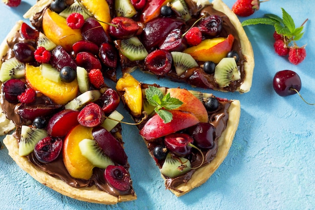 Delicious homemade summer fruit berry pizza