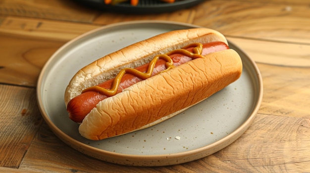 Delicious Hot Dog on a Plate for Outdoor Dining Generative AI