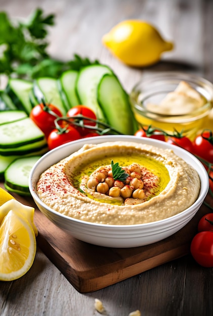 Photo delicious hummus food famous in the world