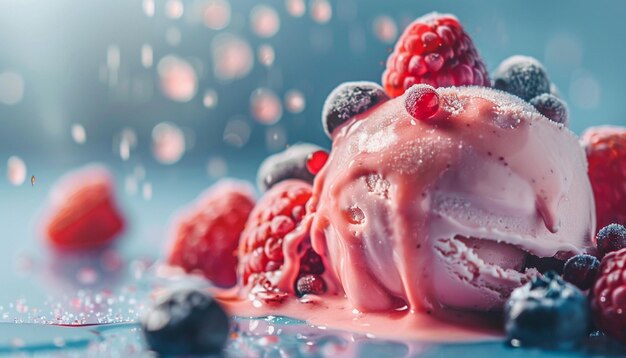 Photo delicious ice cream decorated with berries