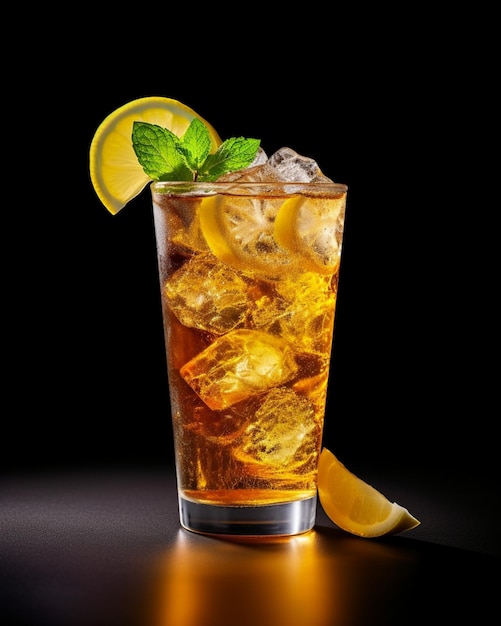 Delicious ice tea with lemons