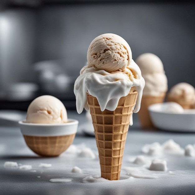 A delicious icecream photography with kitchen background