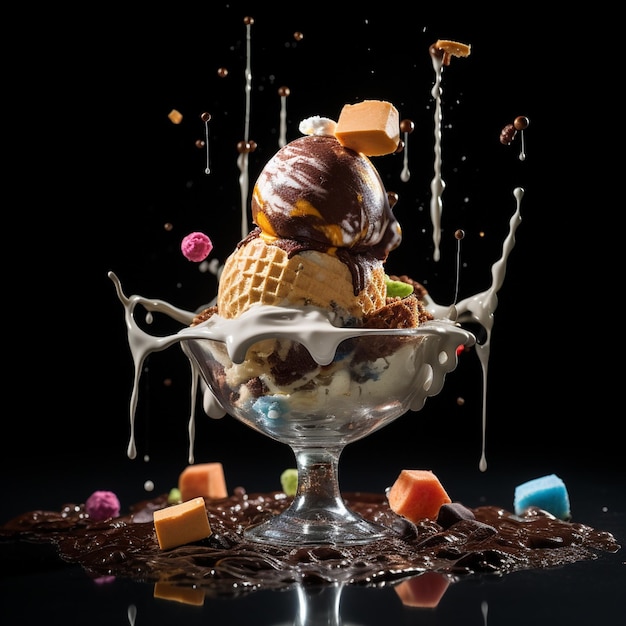 A delicious icecream with dark background