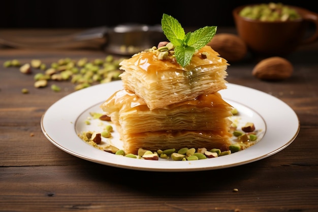 A delicious illustration showcasing baklava a traditional Middle Eastern delicacy Generative Ai