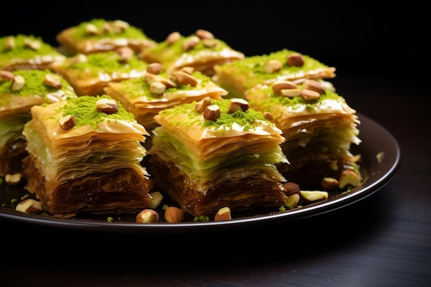 A delicious illustration showcasing baklava a traditional Middle Eastern delicacy Generative Ai