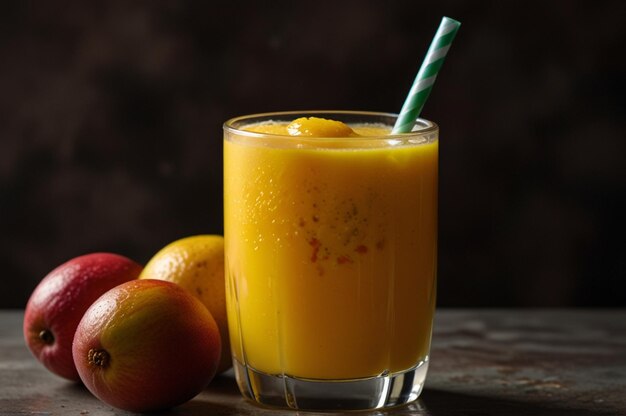 Delicious indian mango drink high angle