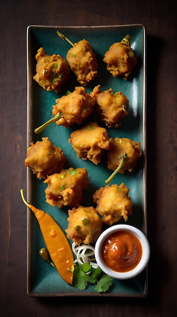 Photo delicious indian traditional dish pakora or bhaji or bhajji