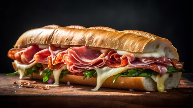 Photo delicious italian sub isolated on grey background