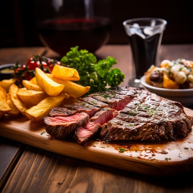 Delicious juicy Argentine steak served in a restaurant