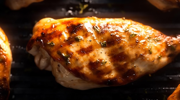 A Delicious juicy chicken breast on a grill