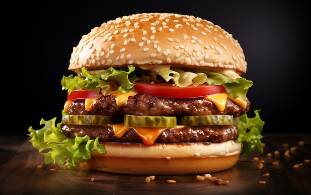 Delicious Juicy Double Beef Burger on White background