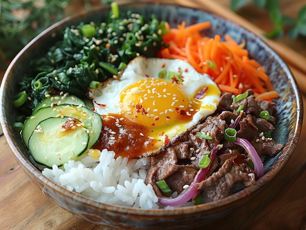 Photo delicious korean bibimbap bowl