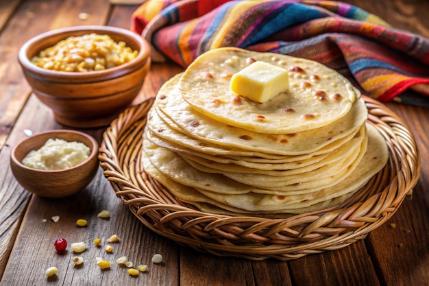 Delicious Large Puffy Yeast Tortillas Smear with Butter