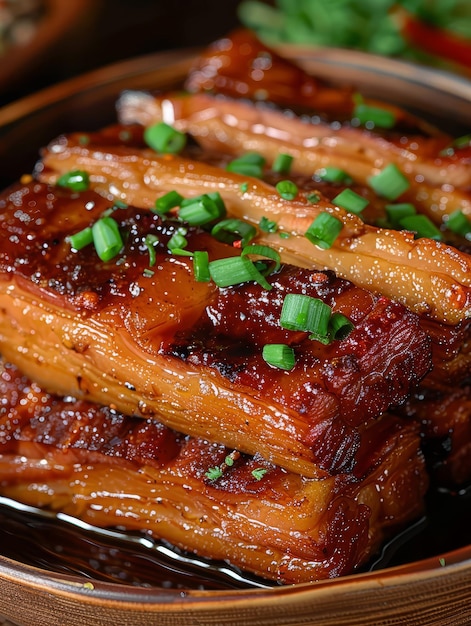 Delicious large thick slices of pork belly