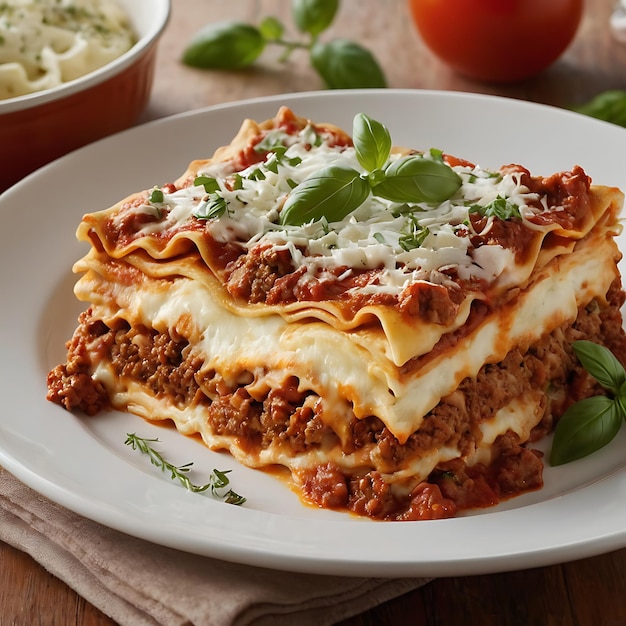 Photo delicious lasagna bolognese featuring layers of tender pasta rich tomato sauce savory ground beef and melted cheese