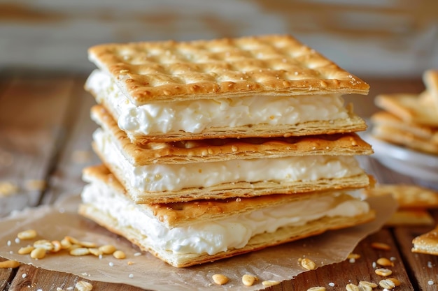 Delicious layered marshmallow sandwich biscuits