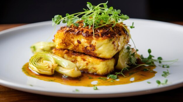 Delicious Layered Vegetable Gratin with Golden Crust on a White Plate