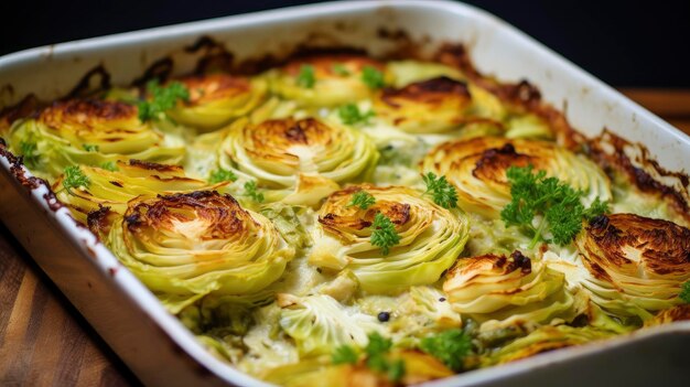 Delicious Layered Vegetable Gratin with Golden Crust on a White Plate