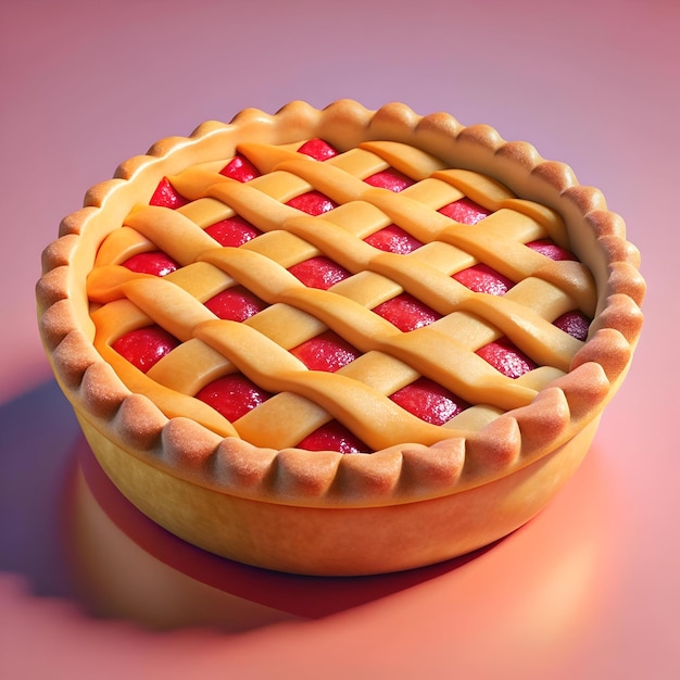 A delicious looking golden brown cherry pie with a classic lattice crust