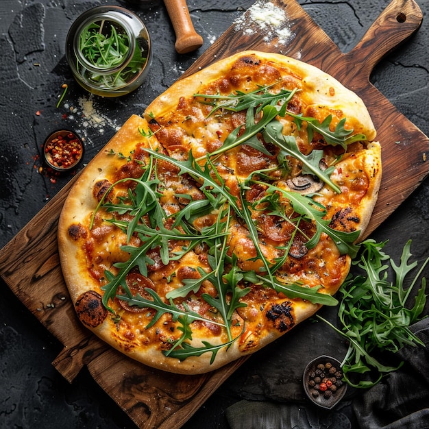 Delicious Margherita Pizza with Fresh Basil and Melted Mozzarella with Fresh Ingredients and Crispy Crust